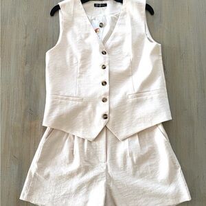 PrettyGarden Light Cream Vest & Shorts Set - Women's Two-Piece